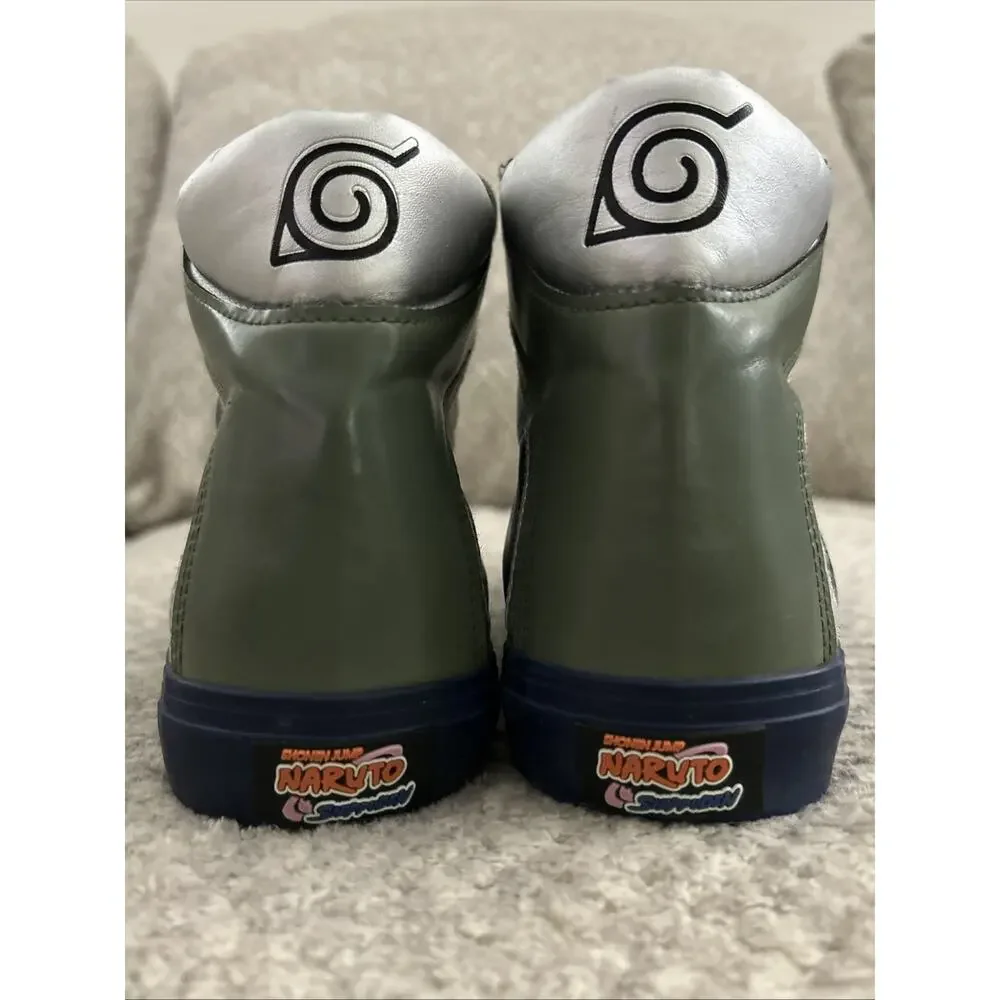 Naruto Shippuden Kakashi Run Hi-Top Sneakers Size 9 Blue Green Silver Anime